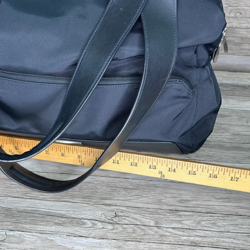 Tumi Shoulder Diaper‎ Bag Black Nylon Pockets Large Zip Double Handles Briefcase